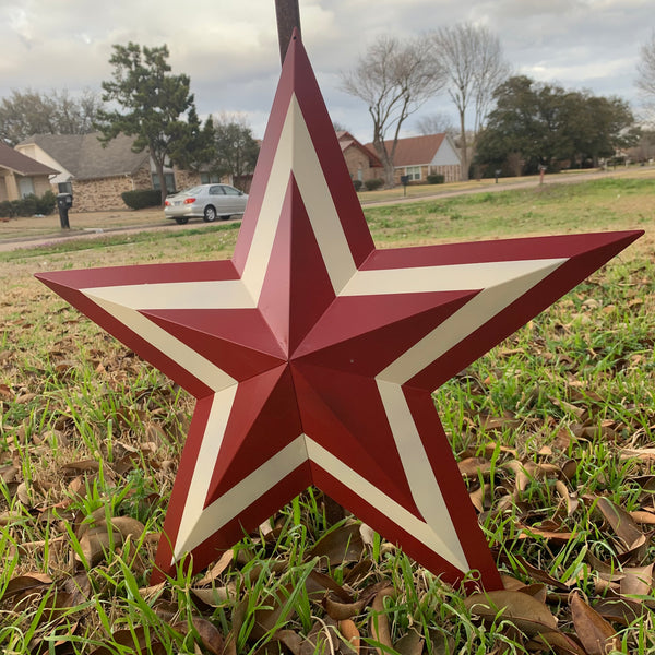 12",16",24",30",36" RED WHITE METAL BARN STAR METAL WALL ART HANDMADE