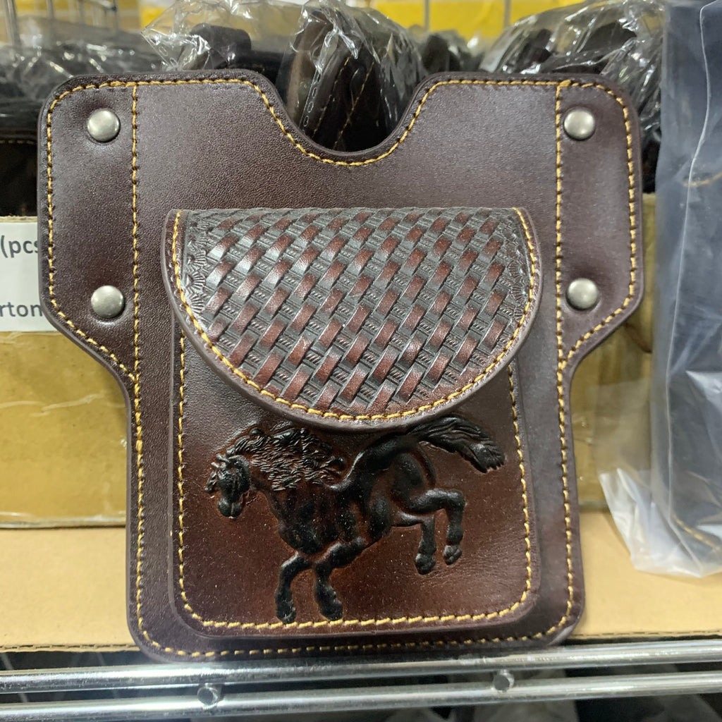7" x 6" GENUINE LEATHER SHOOTING POUCH BELT LOOP HANDMADE NEW -- FREE SHIPPING