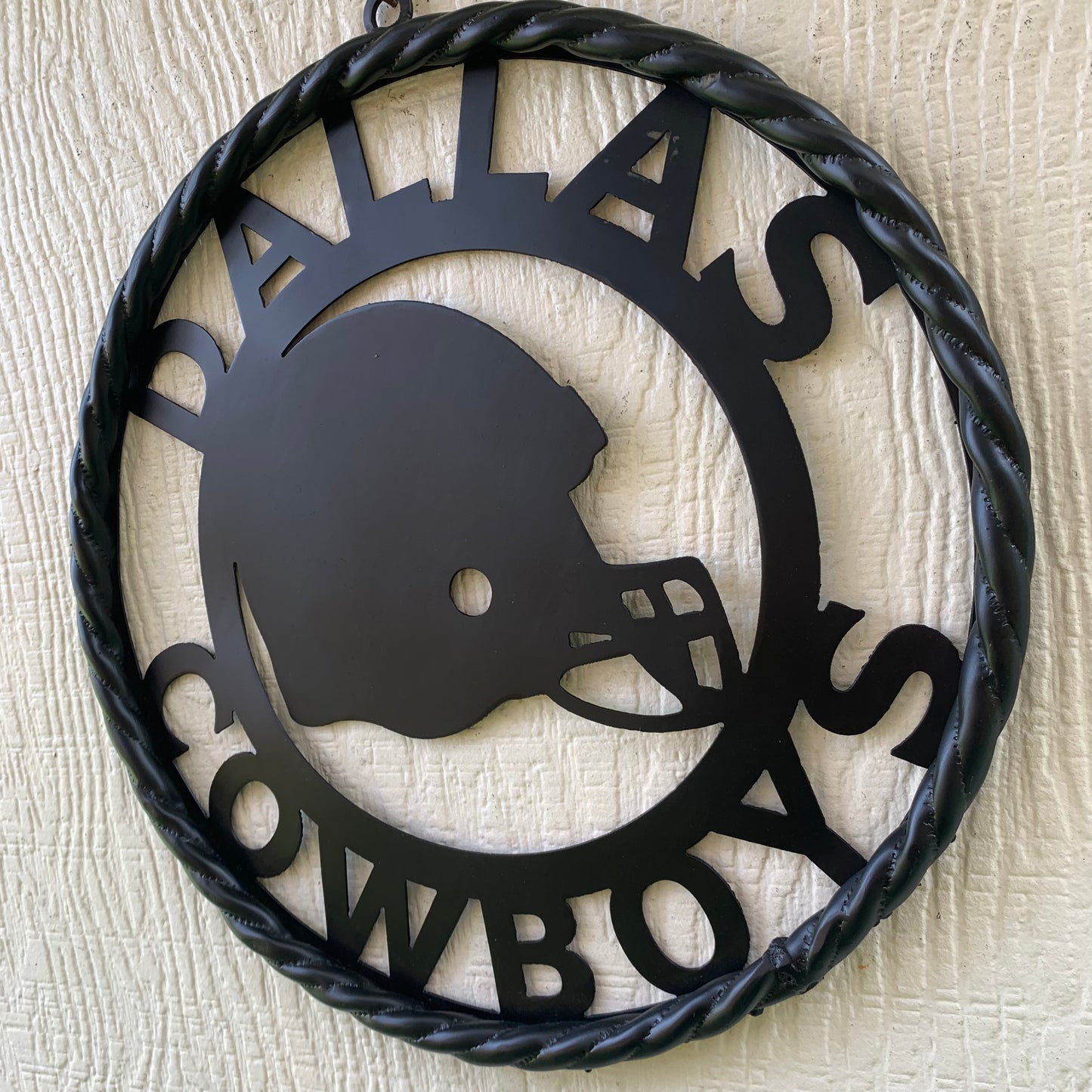 12", 18", 24", 32" DALLAS COWBOYS HELMET SIGN BLACK METAL CUSTOM VINTAGE CRAFT WALL ART TEAM SIGN HANDMADE