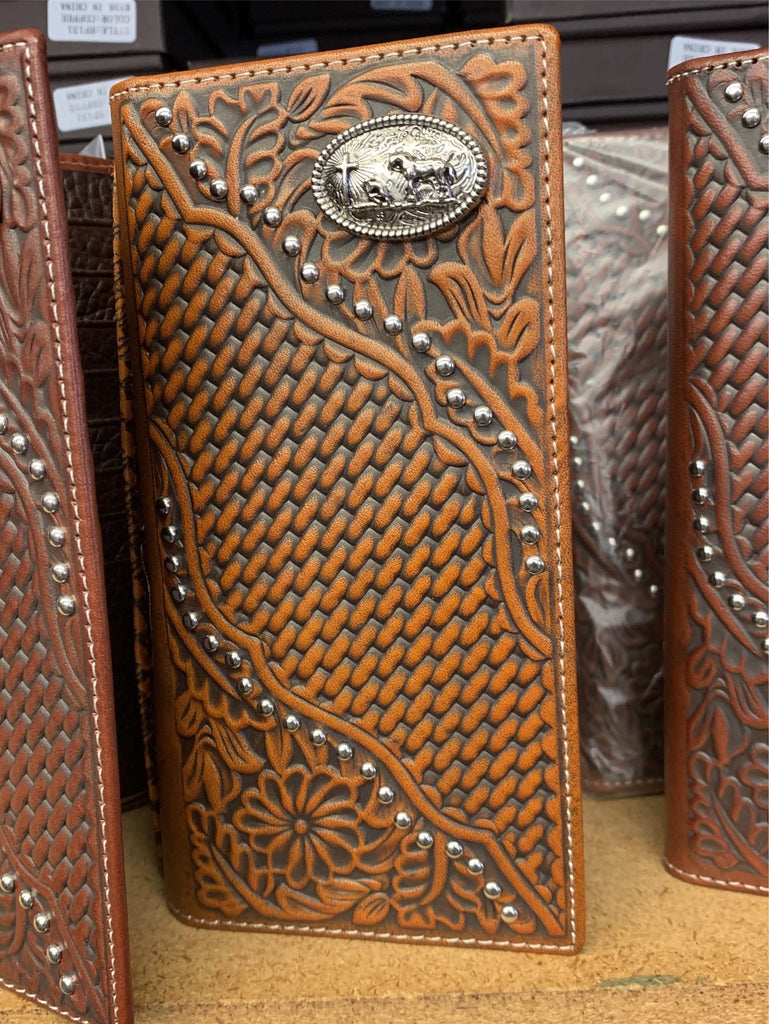 GENUINE LEATHER WESTERN CHECKBOOK MEN'S WALLET WESTERN FASHION