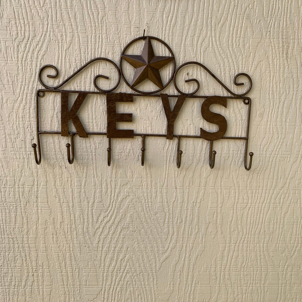 16"x10" LONESTAR KEYS HOLDER METAL HOOKS HANDMADE USA WALL ART METAL WESTERN HOME DECOR NEW BRONZE