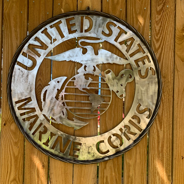 24" US MARINE CORPS MILITARY LASERCUT RAW METAL WALL ART WESTERN HOME DECOR HANDMADE NO PAINT