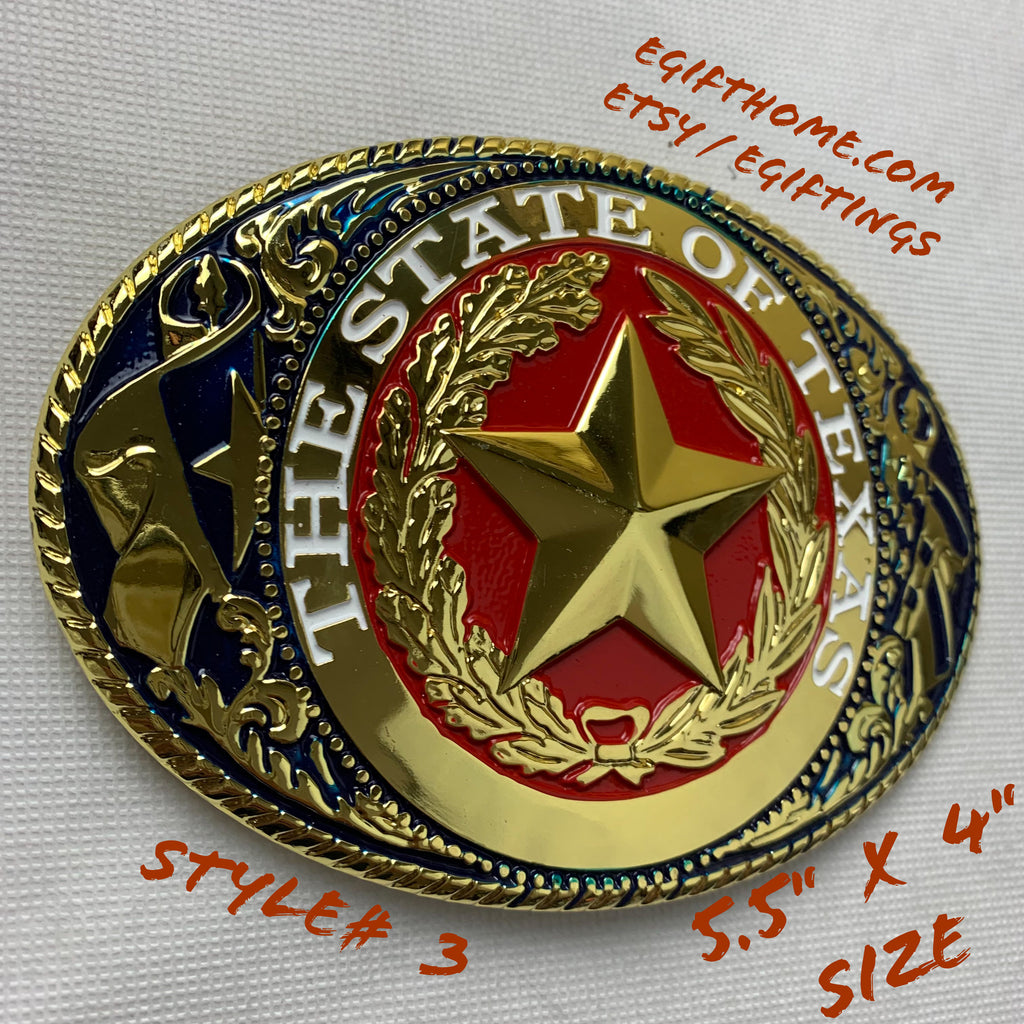 6" X 4" LONESTAR STATE GOLD STAR BELT BUCKLE EXTRA LARGE WESTERN METAL BUCKLE FASHION ART NEW #EH12225