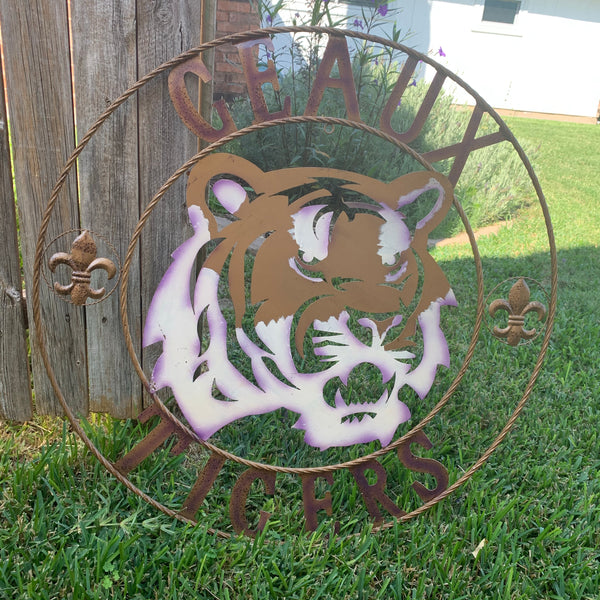 12",18", 24", 32", 36" GEAUX TIGERS CUSTOM METAL VINTAGE CRAFT SIGN TEAM HANDMADE