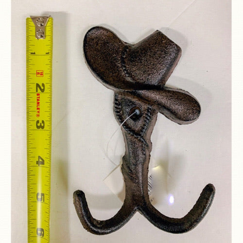 6" HAT HOOK CAST IRON WALL ART METAL WESTERN HOME DECOR NEW
