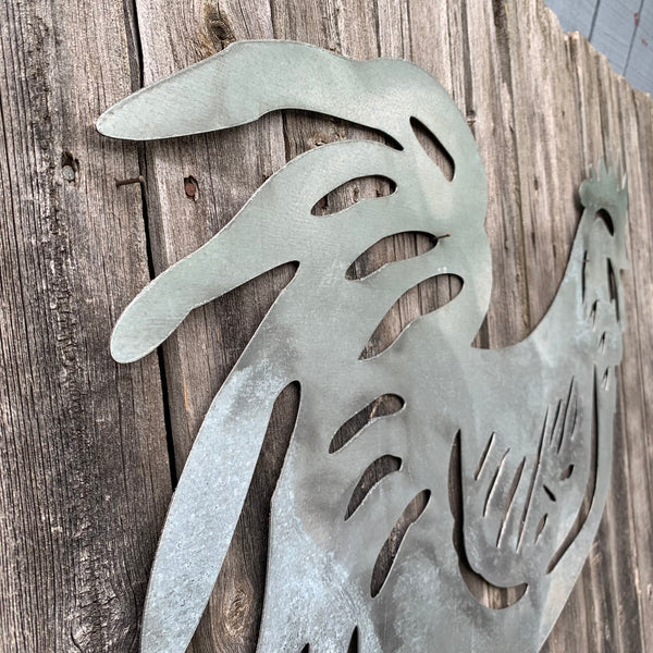 28"  X 28" CUSTOM ROOSTER LASERCUT ART WITH RING DESIGN WESTERN METAL ANIMAL ART HOME WALL DECOR BRAND NEW