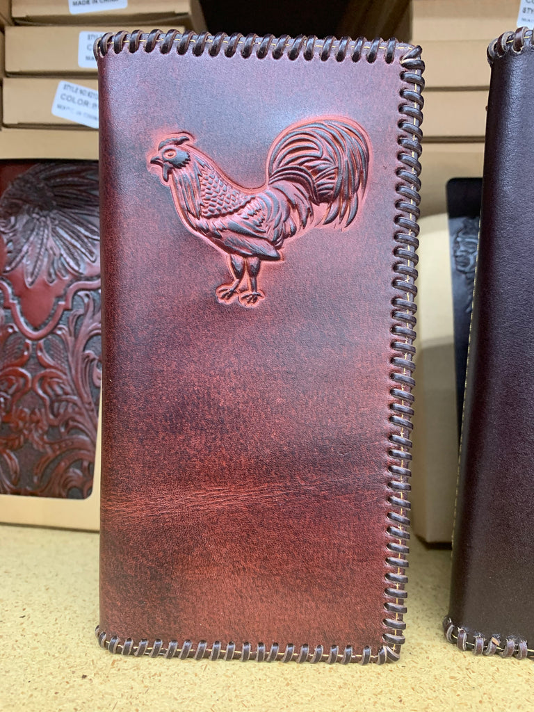 ROOSTER CHECKBOOK WALLET MEN'S WALLET GENUINE LEATHER NEW