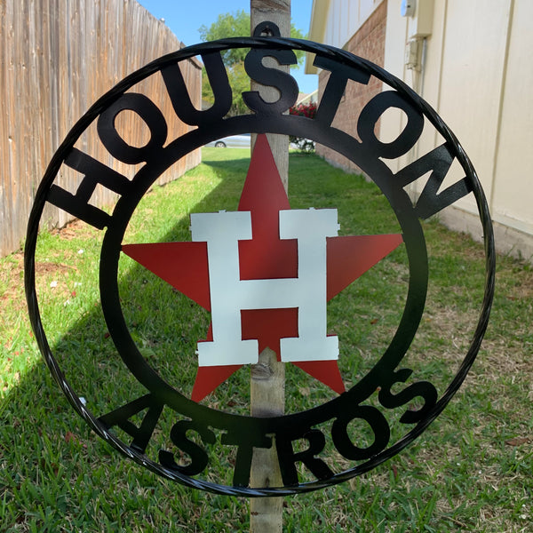 12",18",24",32",36" HOUSTON ASTROS ORANGE WHITE & BLACK CUSTOM METAL VINTAGE CRAFT WALL ART