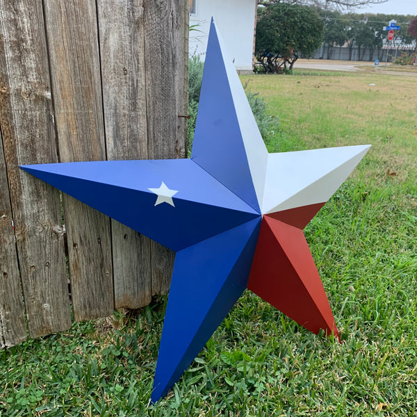 12",16",24",32",36" RED WHITE & BLUE METAL BARN STAR METAL WALL ART WESTERN HOME DECOR VINTAGE RUSTIC ART
