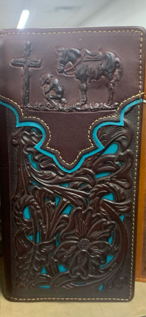 GENUINE LEATHER WESTERN CHECKBOOK MEN'S WALLET WESTERN FASHION