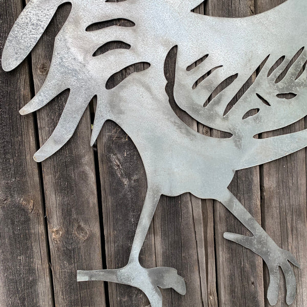 28"  X 28" CUSTOM ROOSTER LASERCUT ART WITH RING DESIGN WESTERN METAL ANIMAL ART HOME WALL DECOR BRAND NEW