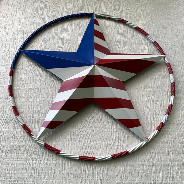 USA METAL STAR PLAIN WITHOUT SMALL STARS WITH RED WHT BLU RING Western Handmade 12",16",24",32"36",38",40",48"