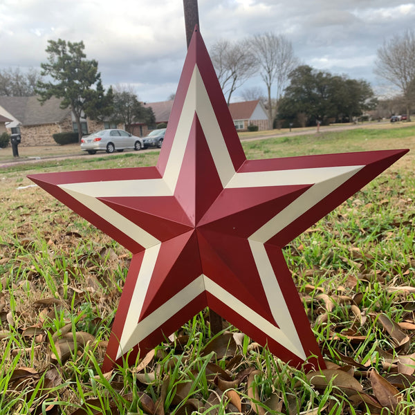 12",16",24",30",36" RED WHITE METAL BARN STAR METAL WALL ART HANDMADE