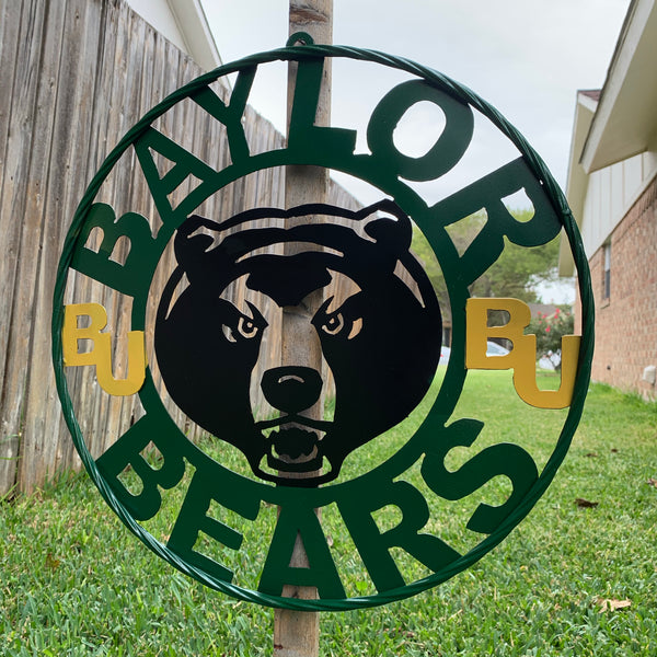 12",18",24",32" BAYLOR BEARS CUSTOM METAL VINTAGE CRAFT SIGN WESTERN HOME DECOR HANDMADE