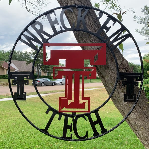 12", 18", 24", 32" WRECKEM TEXAS TECH METAL CUSTOM VINTAGE CRAFT TEAM SIGN HANDMADE