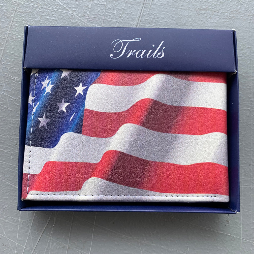 5" USA FLAG AMERICANA WALLET LEATHER BIFOLD WALLET