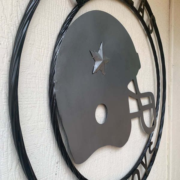 24", 32",36" DALLAS COWBOYS HELMET SIGN SILVER & BLACK CUSTOM METAL VINTAGE CRAFT TEAM SIGN HANDMADE