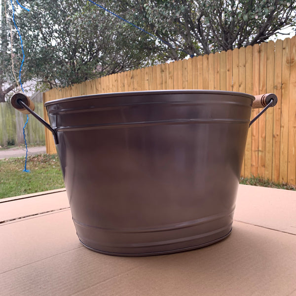 18" TEXAS BUCKET SILVER METAL OVAL TUB WESTERN HOME DECOR METAL ART--BRAND NEW