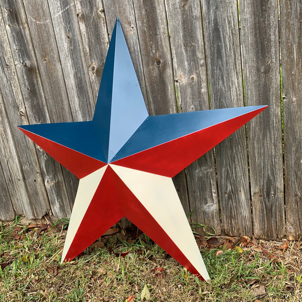 16",24",36" RED WHITE & BLUE METAL BARN STAR METAL WALL ART WESTERN HOME DECOR HANDMADE NEW ART #EH12939