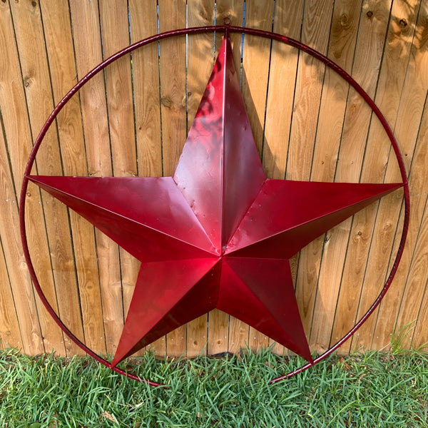 24",32",36" CRANBERRY RED STAR BARN METAL LONESTAR TWISTED ROPE RING WALL ART WESTERN HOME DECOR BRAND NEW