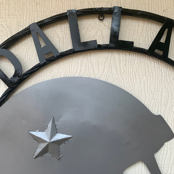 24", 32",36" DALLAS COWBOYS HELMET SIGN SILVER & BLACK CUSTOM METAL VINTAGE CRAFT TEAM SIGN HANDMADE