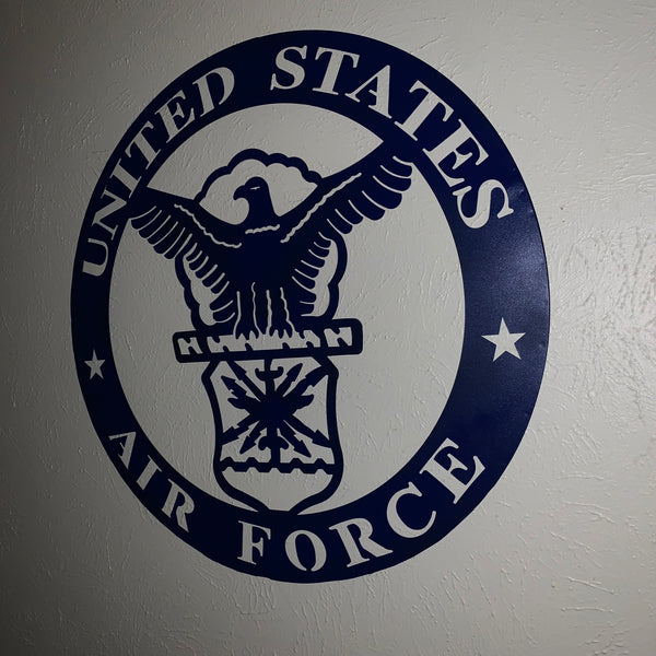 24" US AIR FORCE LASERCUT BLUE MILITARY METAL WALL ART AIRFORCE WESTERN HOME DECOR NEW