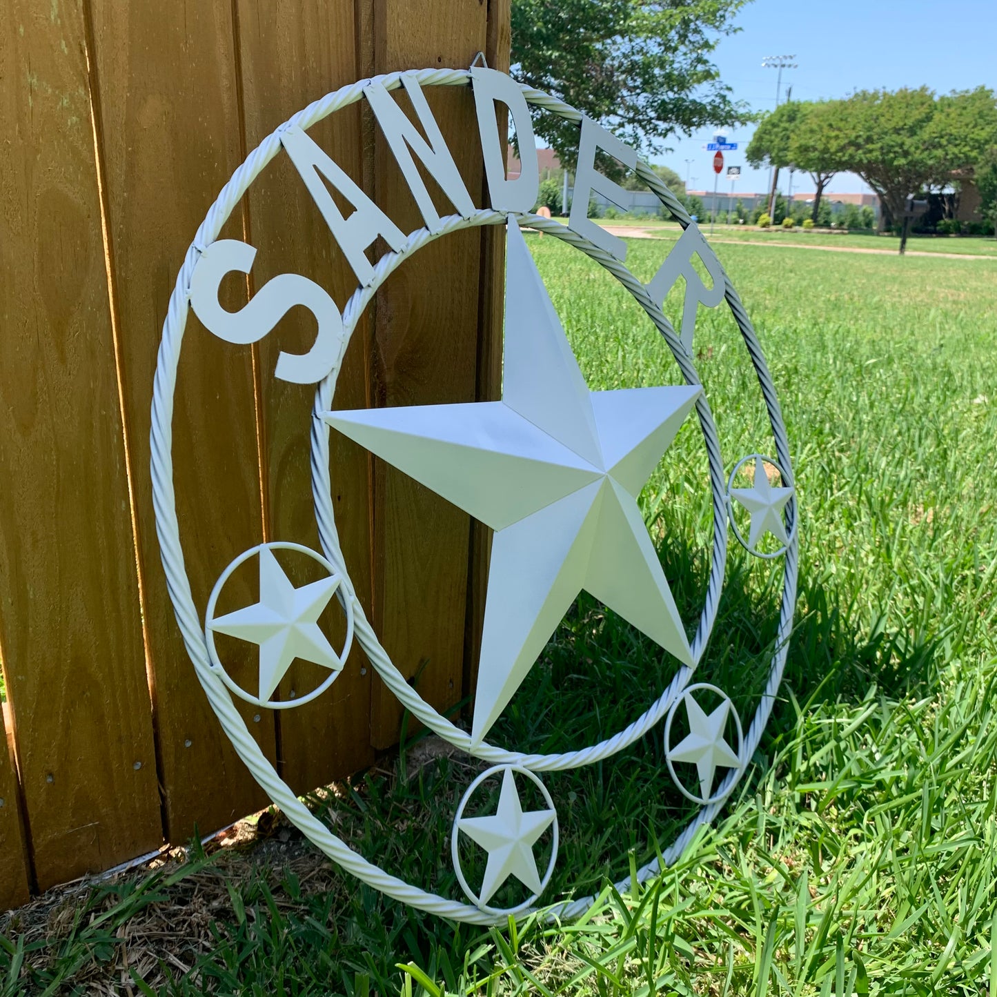 SMITH STYLE YOUR CUSTOM NAME STAR METAL BARN WHITE STAR 3d WITH TWISTED ROPE RING DESIGN METAL WALL ART WESTERN HOME DECOR VINTAGE RUSTIC NEW HANDMADE, 24", 32", 36", 40", 44", 46", 50"
