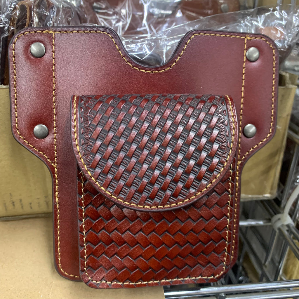 7" x 6" GENUINE LEATHER SHOOTING POUCH BELT LOOP HANDMADE NEW -- FREE SHIPPING