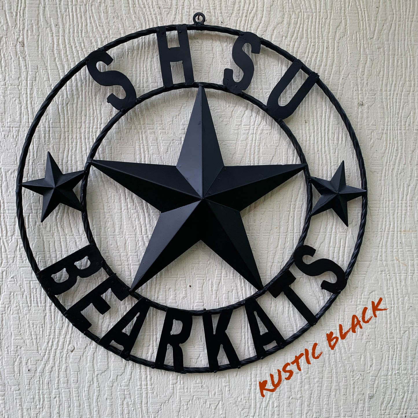 24",32" SHSU SAM HOUSTON BEARKATS RUSTIC BLACK METAL CUSTOM VINTAGE CRAFT RUSTIC BLACK TEAM STAR HANDMADE