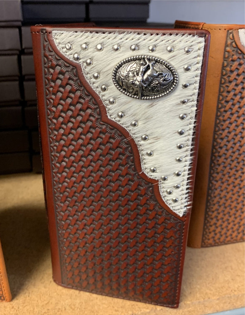 GENUINE LEATHER WESTERN CHECKBOOK MEN'S WALLET WESTERN FASHION