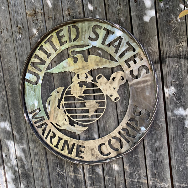 24" US MARINE CORPS MILITARY LASERCUT RAW METAL WALL ART WESTERN HOME DECOR HANDMADE NO PAINT