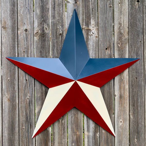 16",24",36" RED WHITE & BLUE METAL BARN STAR METAL WALL ART WESTERN HOME DECOR HANDMADE NEW ART #EH12939