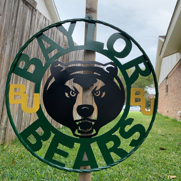 12",18",24",32" BAYLOR BEARS CUSTOM METAL VINTAGE CRAFT SIGN WESTERN HOME DECOR HANDMADE