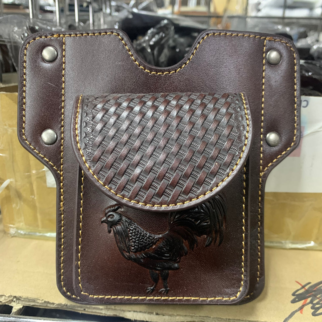 7" x 6" GENUINE LEATHER SHOOTING POUCH BELT LOOP HANDMADE NEW -- FREE SHIPPING