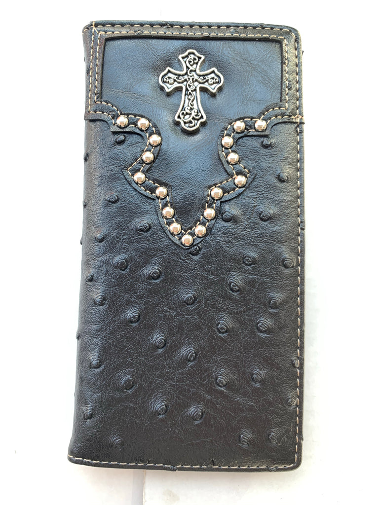 WESTERN CROSS CHECKBOOK BI FOLD MEN'S LEATHER BLACK WALLET