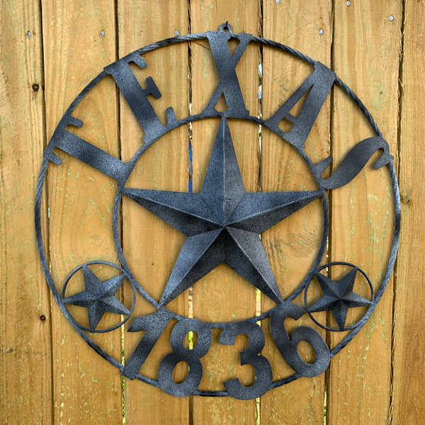 20" DISTRESSED BLACK TEXAS 1836 BARN LONE STAR TWO TONE METAL ART WESTERN HOME DECOR VINTAGE RUSTIC DARK BRONZE NEW
