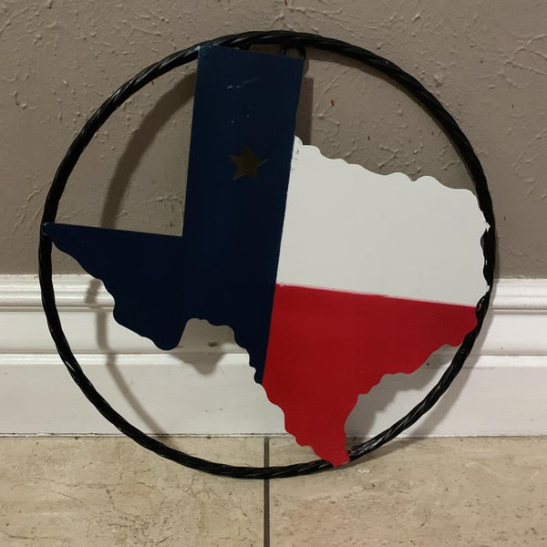 #BC8065 6",9",12"  TEXAS METAL STATE OF TEXAS MAP RED WHITE BLUE WALL ART WESTERN HOME DECOR NEW DECOR