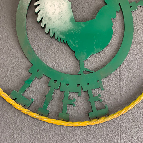 24" ROOSTER COUNTRY LIFE METAL WALL ART WESTERN HOME DECOR