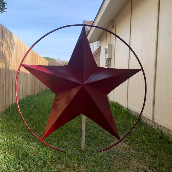 24",32",36" CRANBERRY RED STAR BARN METAL LONESTAR TWISTED ROPE RING WALL ART WESTERN HOME DECOR BRAND NEW