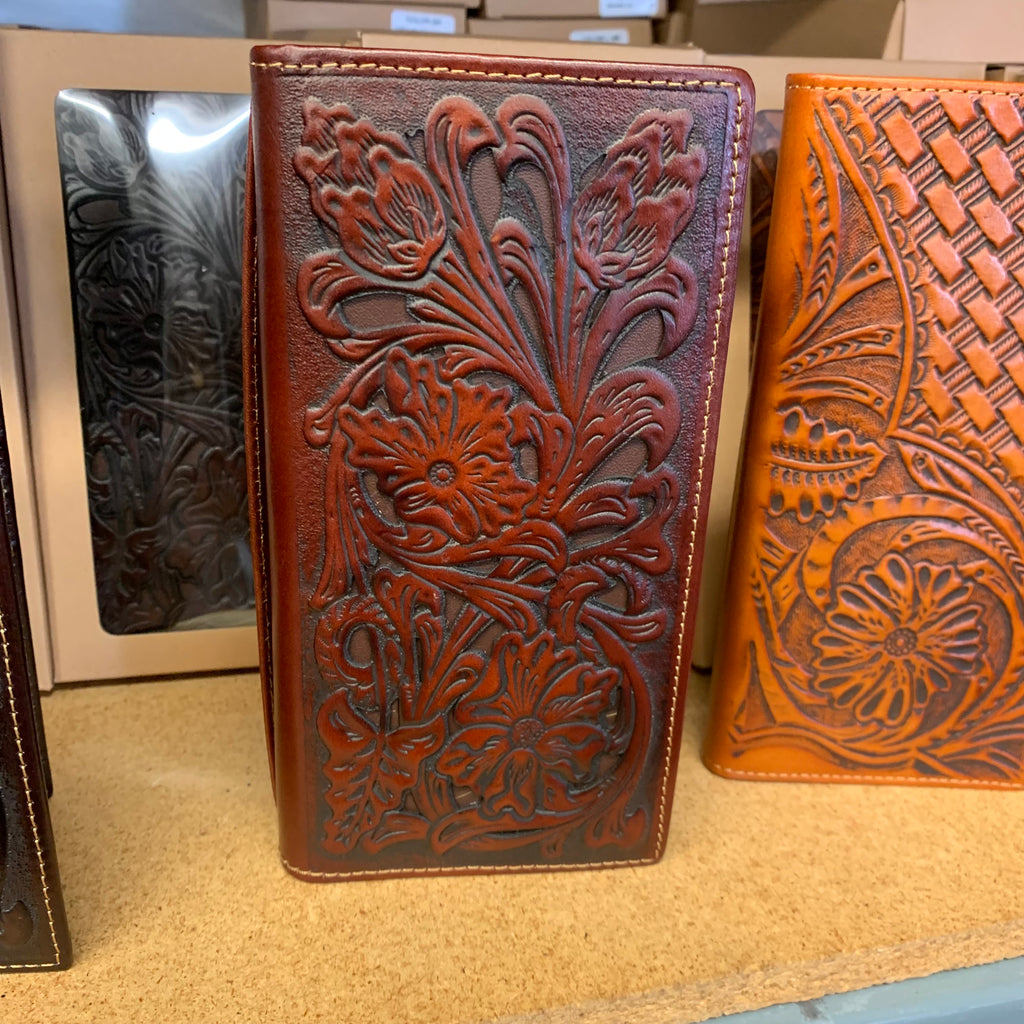 GENUINE LEATHER WESTERN CHECKBOOK MEN'S WALLET WESTERN FASHION
