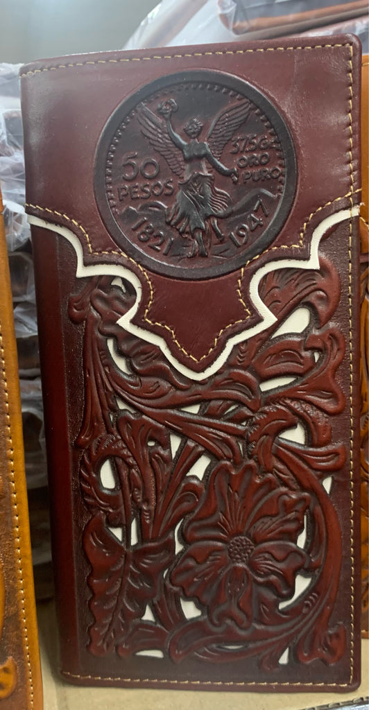 GENUINE LEATHER WESTERN CHECKBOOK MEN'S WALLET WESTERN FASHION