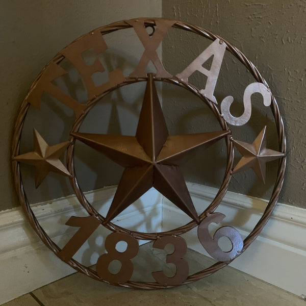 16", 20", 24", 32" TEXAS 1836 HAMMERED COPPER  BARN STAR METAL WALL WESTERN HOME DECOR RED WHITE BLUE ART