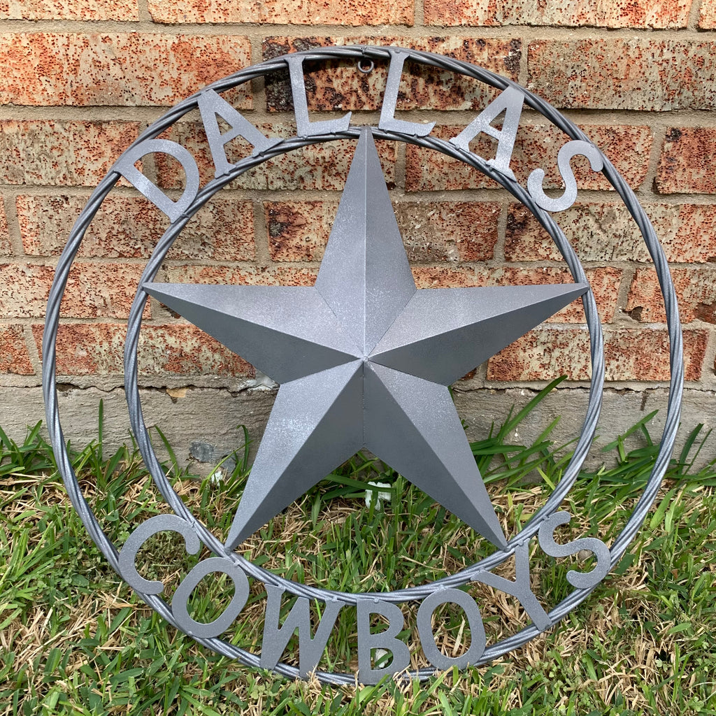 DALLAS COWBOYS RUSTIC GREY BARN LONE STAR CUSTOM METAL VINTAGE STAR WESTERN HOME DECOR