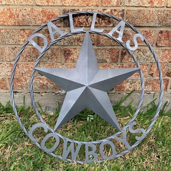 DALLAS COWBOYS RUSTIC GREY BARN LONE STAR CUSTOM METAL VINTAGE STAR WESTERN HOME DECOR