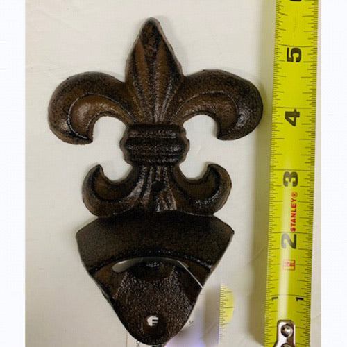 FLEUR DE LIS BOTTLE OPENER CAST IRON METAL WESTERN HOME DECOR CRAFT
