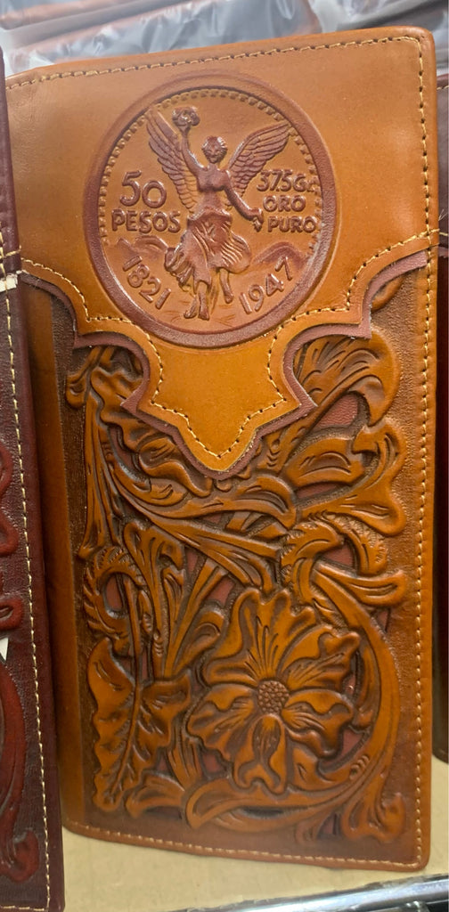 GENUINE LEATHER WESTERN CHECKBOOK MEN'S WALLET WESTERN FASHION