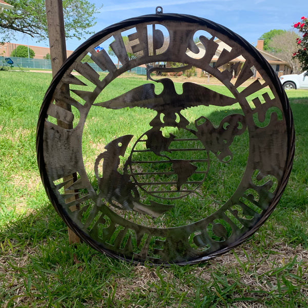 24" US MARINE CORPS MILITARY LASERCUT RAW METAL WALL ART WESTERN HOME DECOR HANDMADE NO PAINT