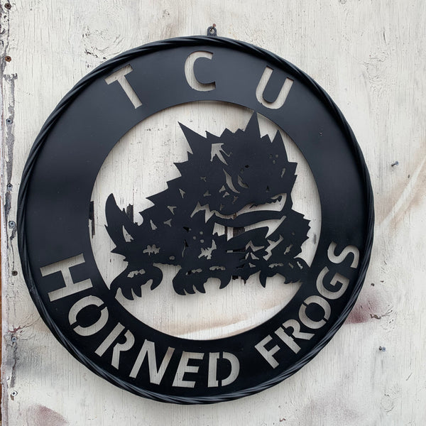 TCU HORNED FROGS CUSTOM BLACK METAL VINTAGE CRAFT SIGN HANDMADE