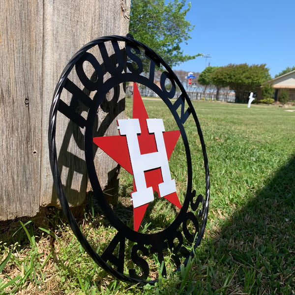 12",18",24",32",36" HOUSTON ASTROS ORANGE WHITE & BLACK CUSTOM METAL VINTAGE CRAFT WALL ART