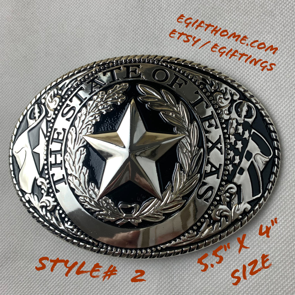 6" X 4" LONESTAR SILVER  STAR BELT BUCKLE WESTERN BELT BUCKLE FASHION ART NEW #EH12263